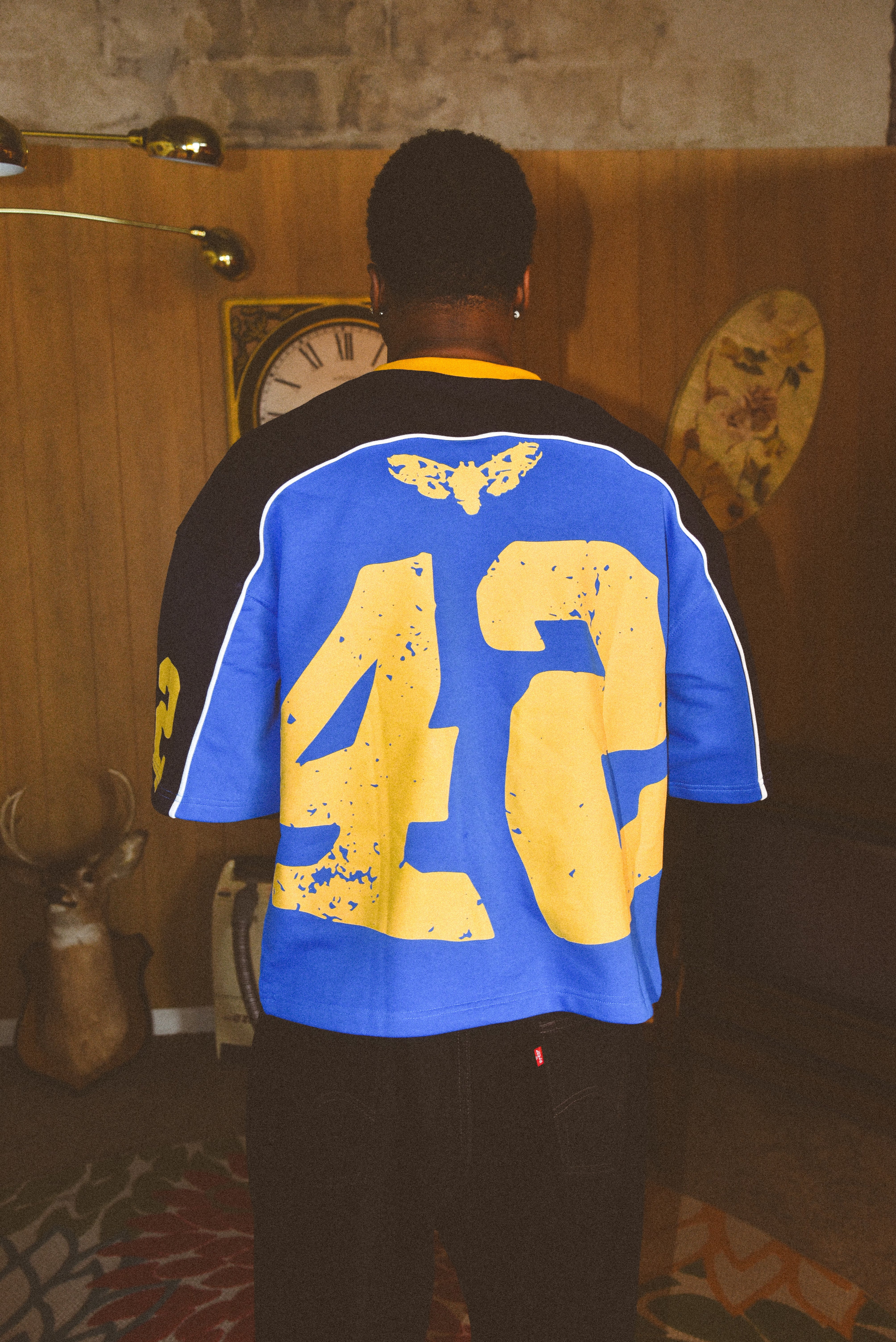 Raw minds oversized Blue and gold jersey